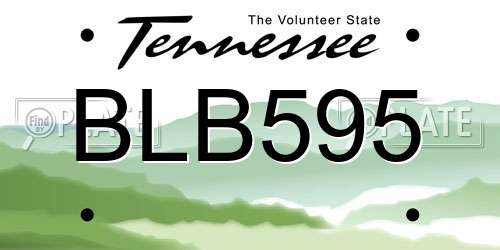 BLB595 Tennessee License Plate