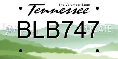 BLB747 Tennessee License Plate
