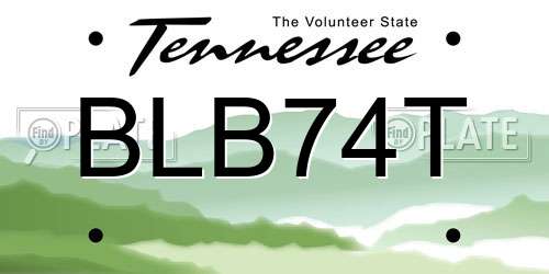 BLB74T Tennessee License Plate