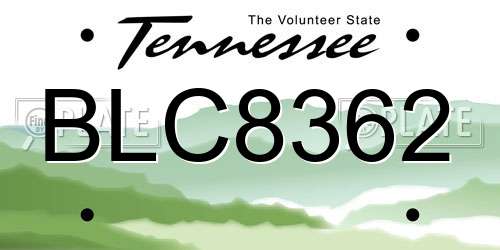 BLC8362 Tennessee License Plate