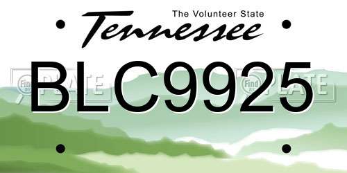 BLC9925 Tennessee License Plate