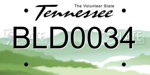BLD0034 Tennessee License Plate