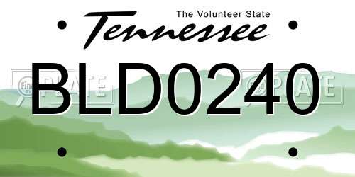 BLD0240 Tennessee License Plate