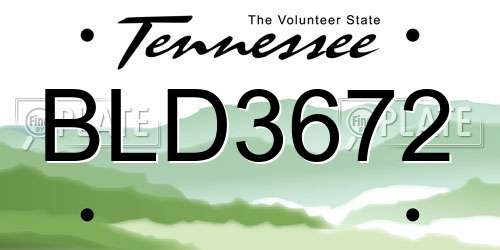 BLD3672 Tennessee License Plate
