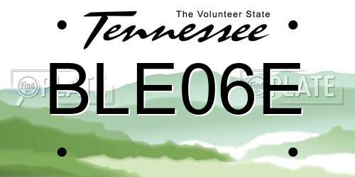 BLE06E Tennessee License Plate