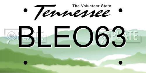BLEO63 Tennessee License Plate
