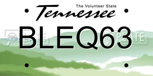 BLEQ63 Tennessee License Plate