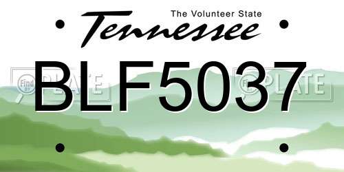 BLF5037 Tennessee License Plate