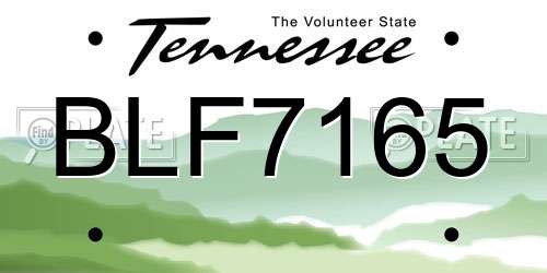 BLF7165 Tennessee License Plate