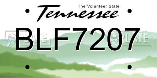 BLF7207 Tennessee License Plate