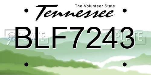 BLF7243 Tennessee License Plate