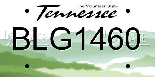 BLG1460 Tennessee License Plate
