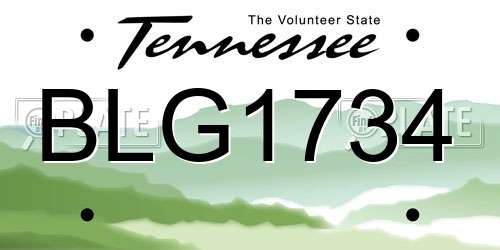 BLG1734 Tennessee License Plate
