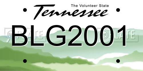 BLG2001 Tennessee License Plate