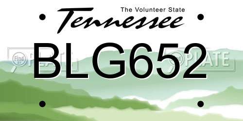 BLG652 Tennessee License Plate