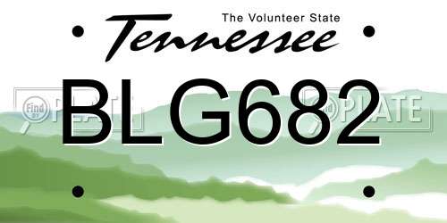 BLG682 Tennessee License Plate
