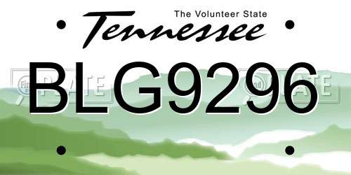 BLG9296 Tennessee License Plate