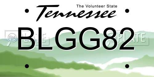 BLGG82 Tennessee License Plate