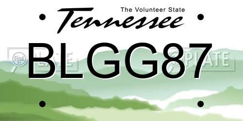BLGG87 Tennessee License Plate