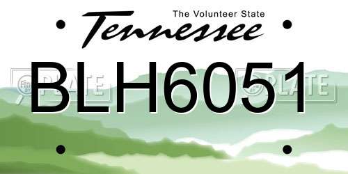 BLH6051 Tennessee License Plate