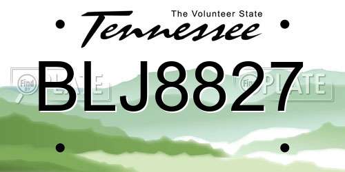 BLJ8827 Tennessee License Plate