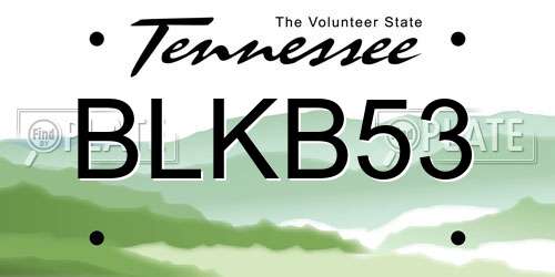 BLKB53 Tennessee License Plate