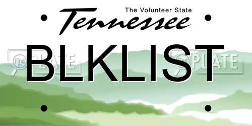 BLKLIST Tennessee License Plate