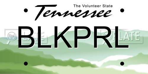 BLKPRL Tennessee License Plate