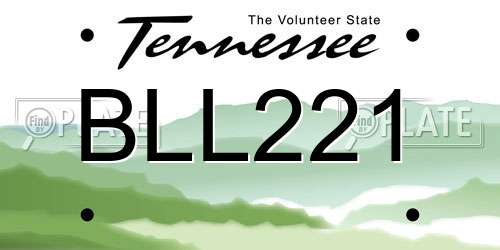 BLL221 Tennessee License Plate