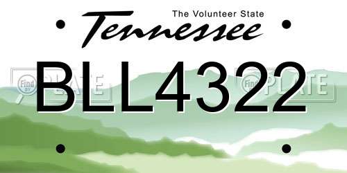 BLL4322 Tennessee License Plate