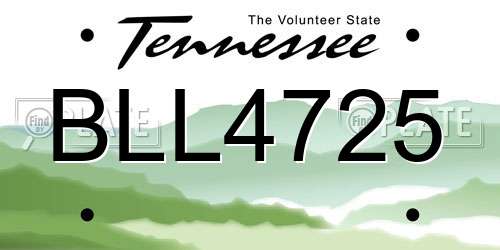 BLL4725 Tennessee License Plate
