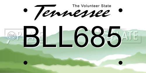 BLL685 Tennessee License Plate