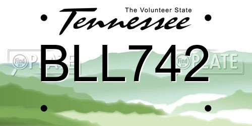 BLL742 Tennessee License Plate