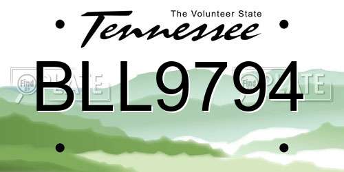 BLL9794 Tennessee License Plate