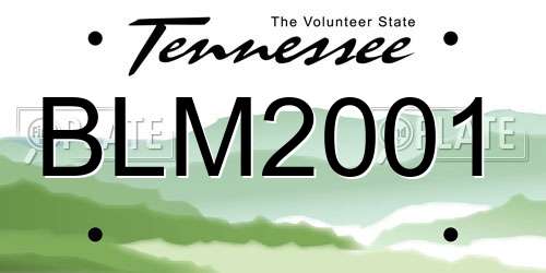 BLM2001 Tennessee License Plate