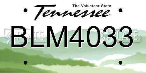 BLM4033 Tennessee License Plate