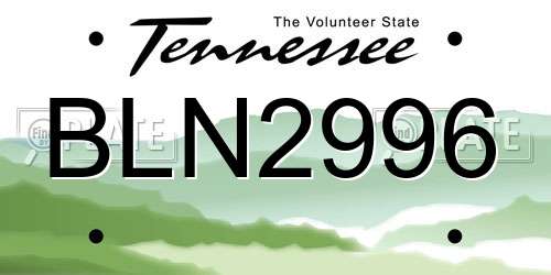 BLN2996 Tennessee License Plate