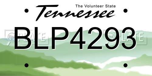BLP4293 Tennessee License Plate