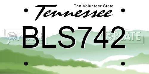 BLS742 Tennessee License Plate
