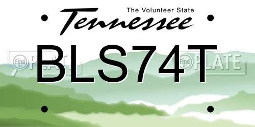 BLS74T Tennessee License Plate