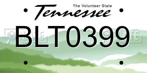 BLT0399 Tennessee License Plate