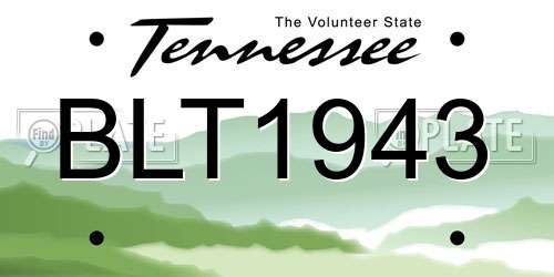 BLT1943 Tennessee License Plate