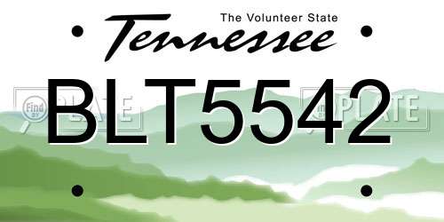 BLT5542 Tennessee License Plate
