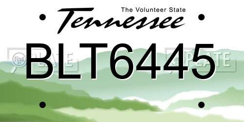 BLT6445 Tennessee License Plate