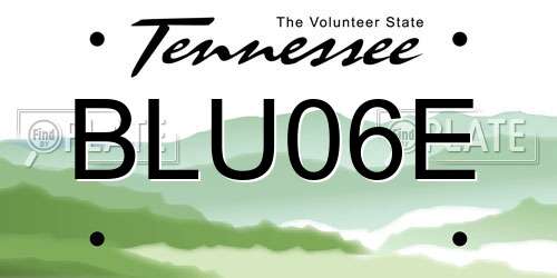 BLU06E Tennessee License Plate