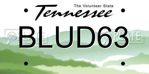 BLUD63 Tennessee License Plate