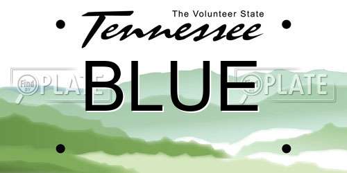 BLUE Tennessee License Plate