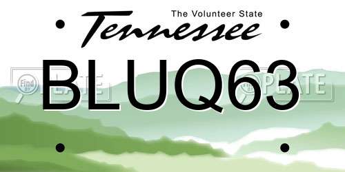 BLUQ63 Tennessee License Plate