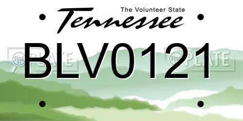 BLV0121 Tennessee License Plate