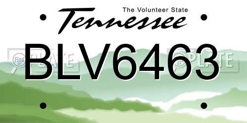 BLV6463 Tennessee License Plate